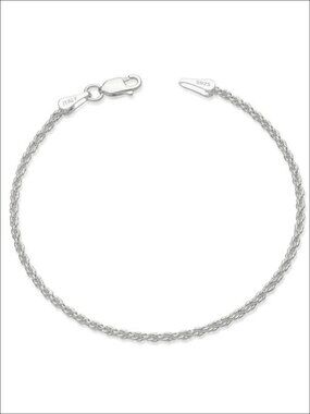 925 Sterling Silver Rope Chain Bracelet 2mm Italian Craft Lobster Clasp